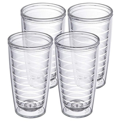Homestead Choice 16oz Insulated Tumblers Plastic Keeps Drinks Cold & Hot, 4pack Double Walled Clear Insulated Drinking Glasses Cup, BPA-Free, Reusable, Camping, Travel, Kitchen, Party