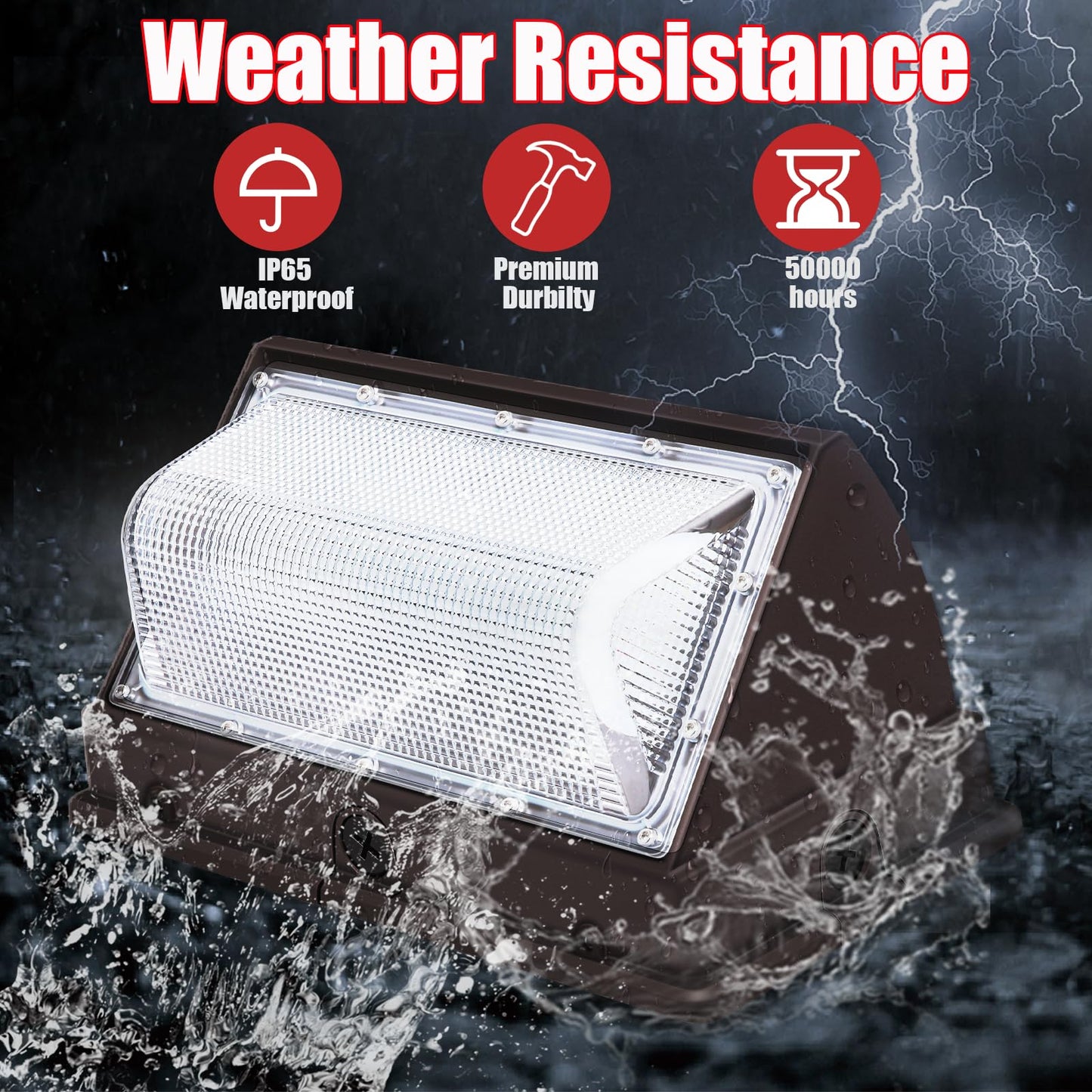 Tomourd 6 Pack 120W LED Wall Pack Light 15000LM 110V-277V, 5000K IP65 Waterproof Outdoor Wall Mount Fixture, Commercial Exterior Security Flood Lighting for Warehouse Garage Building