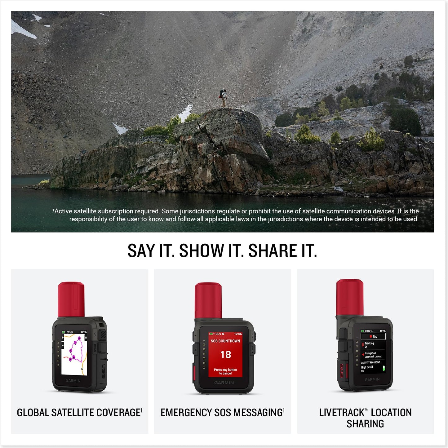 Garmin inReach® Mini 3 Plus, Rugged Global Satellite Communicator with Touchscreen Texting, Photo & Voice Messaging, Emergency SOS Messages & Battery Up to 350 Hours with 10-min inReach® Tracking