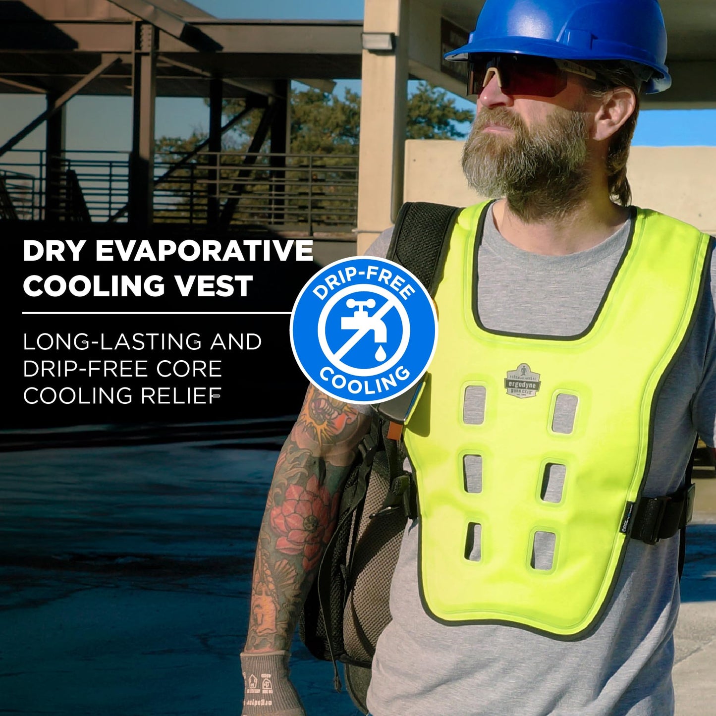 Ergodyne Chill-Its 6684 Evaporative Cooling Vest, Drip Free Cooling, Adjustable Personalized Fit, Easy Activation