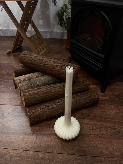 Hyznengu Pumpkin Base Candle - Tall Handmade Scented Soy Wax Pillar Vase Candle with Elegant Aesthetic， Housewarming Gift, Shelf & Coffee Table Centerpiece, White (Large)