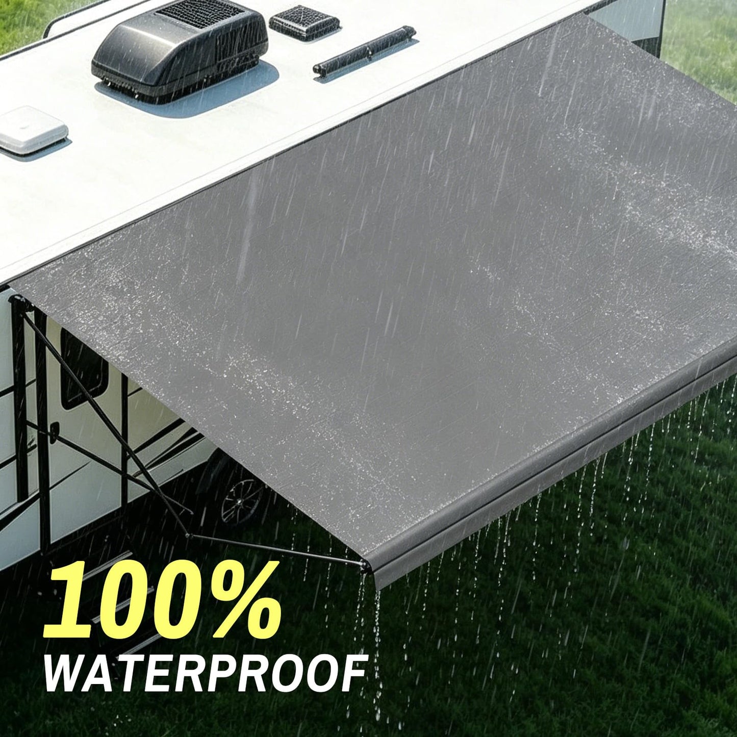 SHADEPLUS RV Awning Fabric Replacement,Camper Awning Replacement,19.5 oz 5-Layer Heavy Duty Waterproof Vinyl Universal RV Awning Fabric for All Brands Camper,Trailer, Motorhome,Smoke Grey 18'2''