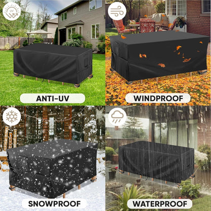 BALEINE Outdoor Furniture Covers - Heavy Duty Waterproof Oxford Table Cover | Black, 108"L x 82"W x 28"H