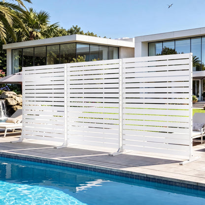 FROASISPRO HDPE Outdoor Privacy Screen 72" H x 47.2" W Freestanding Room Divider with Metal Base, Weatherproof Waterproof Sunscreen Rustproof Partition Screen for Patio Backyard Pool Balcony, White