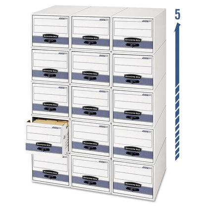 Bankers Box 6 Pack STOR Extra Space Saving Filing Cabinet, Stacks 5 High, Letter, White/Blue