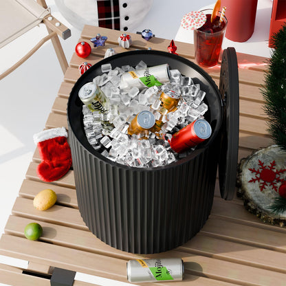 FONTOI Outdoor Cooler Side Table 2 Pack, 2 in 1 Ice Chest Side Table,as Cooler Side Table,Cooler Table for Patio, Parties Picnics, Beach, Black