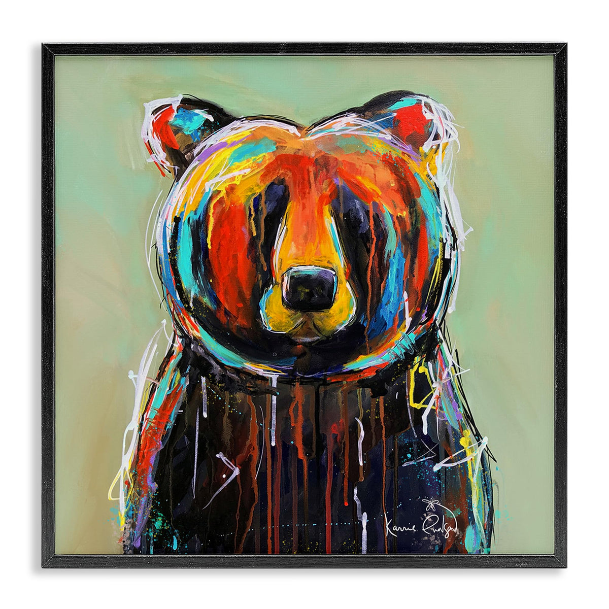 'Abstract Urban Bear Graffiti'| Framed Giclee Art