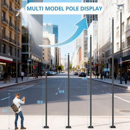 Zyrotin Street Light Pole 10ft Tall, Outdoor Galvanized Steel Solar Street Lamp Post, Suitable for Outdoor Street Courtyard Parking Lot Flag Lighting Fixtures with Mounting Rebar Cage, Accessory