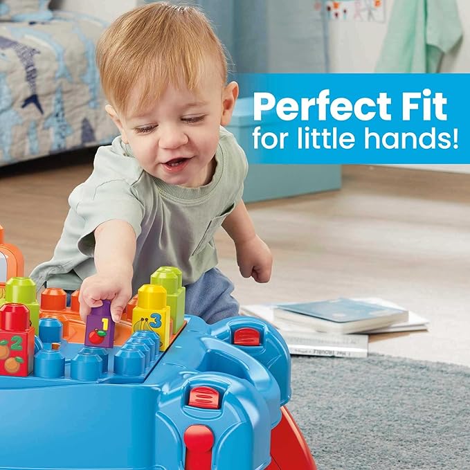 Mega Bloks First Builders Build 'n Learn Table with Big Building Blocks Building Toys for Toddlers (30 Pieces)