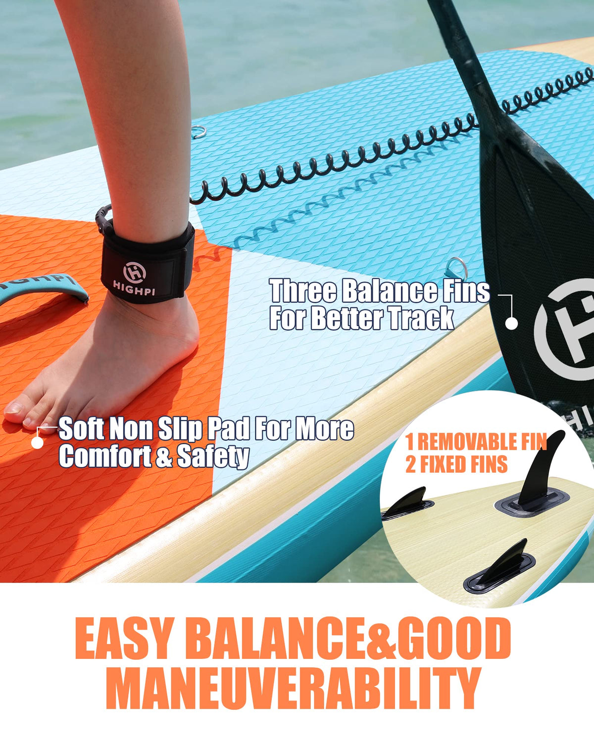 Highpi 11ft Inflatable Stand Up Paddle Board for Youth and Adults – Wide Sup with Premium Accessories, Blow Up Paddleboard for Surfing, Fishing, Yoga & More