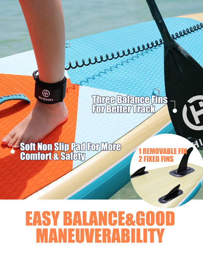Highpi 11ft Inflatable Stand Up Paddle Board for Youth and Adults – Wide Sup with Premium Accessories, Blow Up Paddleboard for Surfing, Fishing, Yoga & More