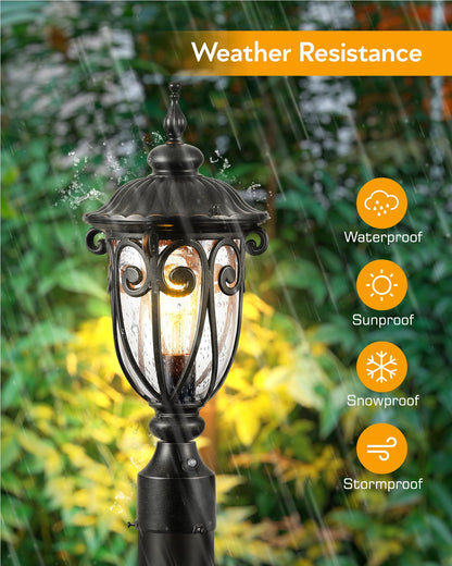 VIANIS Outdoor Post Light 2-Pack, Waterproof Dusk to Dawn, Aluminum, Oil-Rubbed Bronze, Model V82232B2