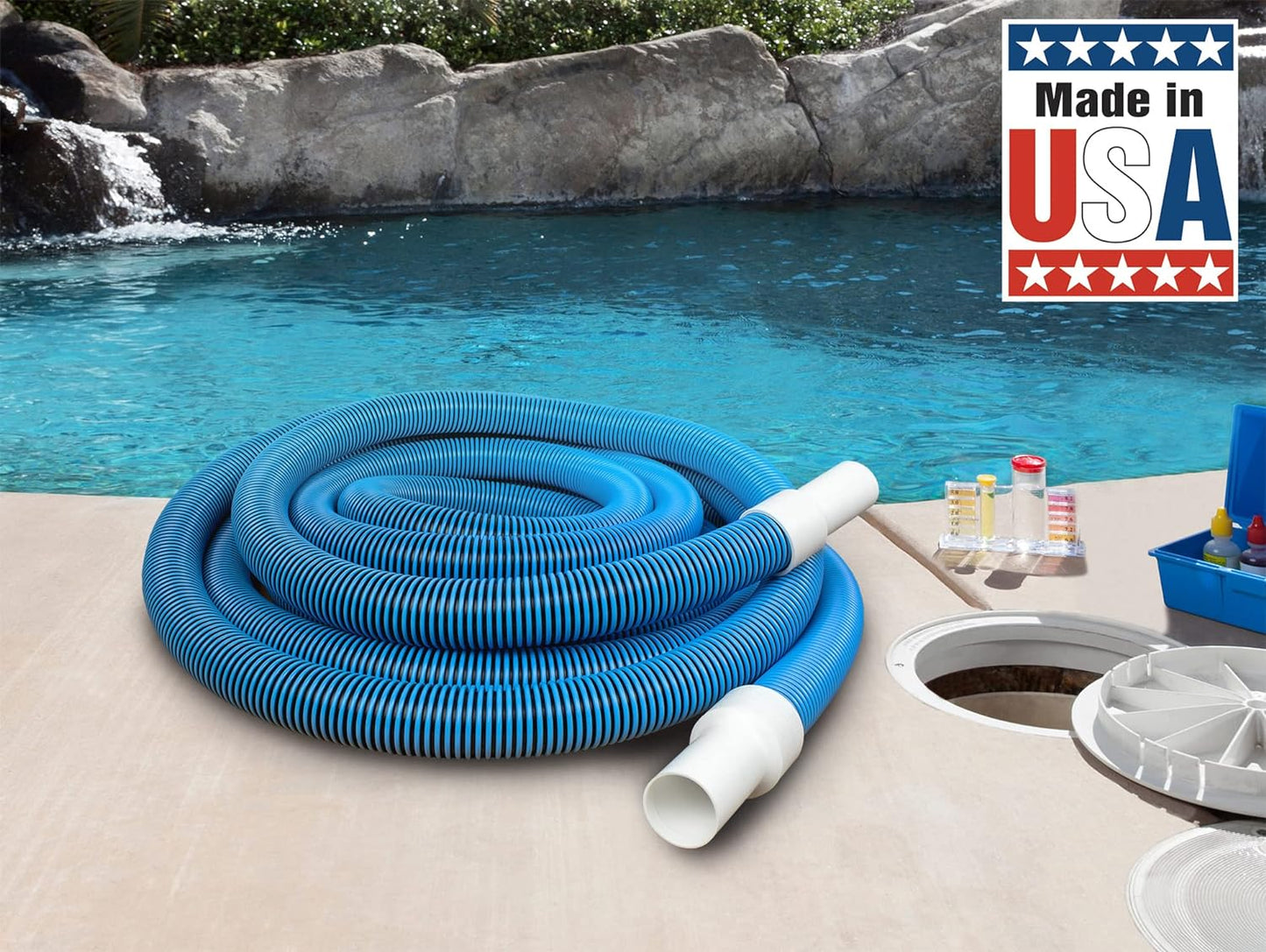 Poolmaster Manual Pool Vacuum Hose - 30 Ft Kink-Free Heavy Duty Cleaner for Inground & Above Ground Pools