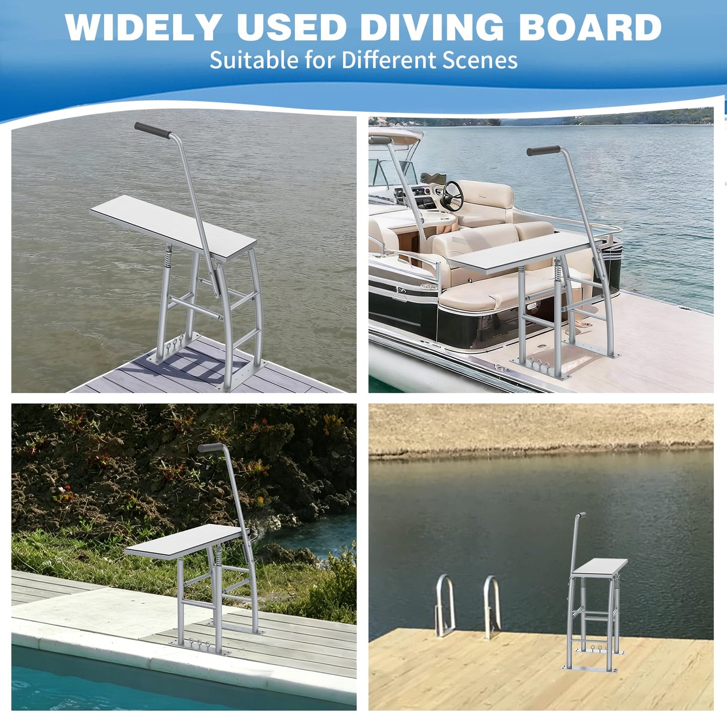 THOOUM 31.5" Rise Dock/Boat/Deck Diving Board Platform with Hand Rail, Heavy Duty Boarding Platform with Foam Pad Surface for Diving