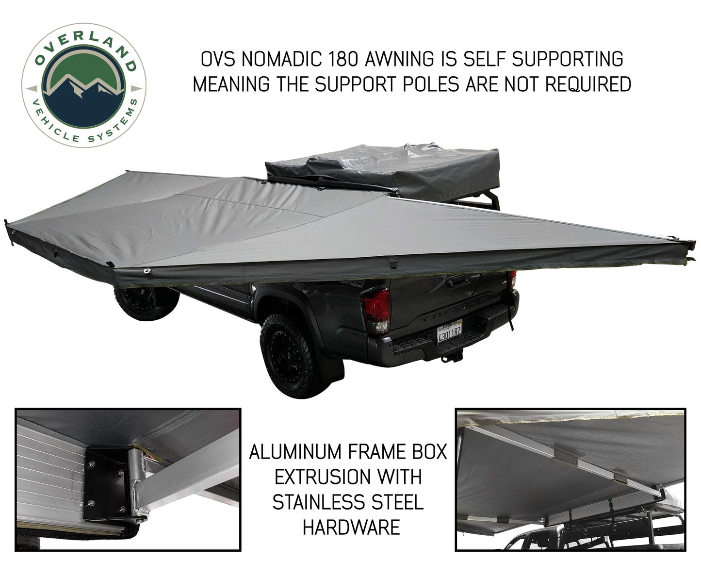 OVS Nomadic 180 Awning - Dark Gray with Black Travel Cover - Universal