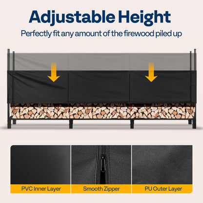 VIVOHOME Upgraded Heavy Duty 12 ft 3/4 Cord Firewood Rack Outdoor with Cover Combo Set, Thick Steel Log Holder Up to 4400 lb, Fire Wood Pile Storage Stand Organizer Black