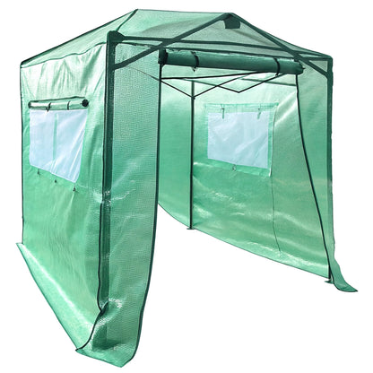 Garden Winds Reinforced Replacement Cover Compatible with The GH48-GRN-AZ Eagle Peak 8x6 Portable Walk in Pop Up Greenhouse Zipper Entry Doors 2 Mesh Side Windows - PE Fabric , Classic Forest