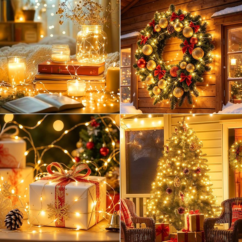 8Pack Fairy Lights Battery Operated, 7ft 20 LED 3 Modes Speed Twinkle Mini String Lights Waterproof Silver Wire Firefly Starry Lights for Mason Jars Wedding Party Christmas Decorations