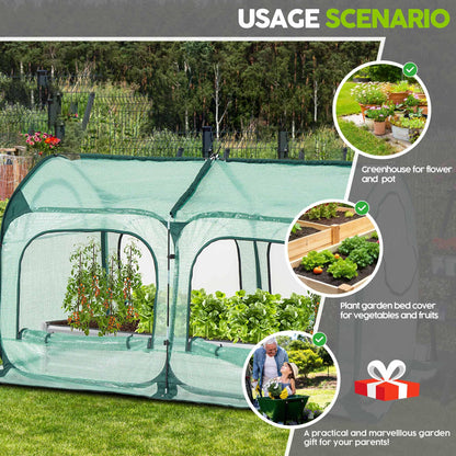 Pop up Greenhouse Tent Cover Tunnel Plant House,Large Gardening Flower Sunshine Room with Mesh Windows,Backyard PE Cover for Cold Frost Protector with Stakes and Rope Guys