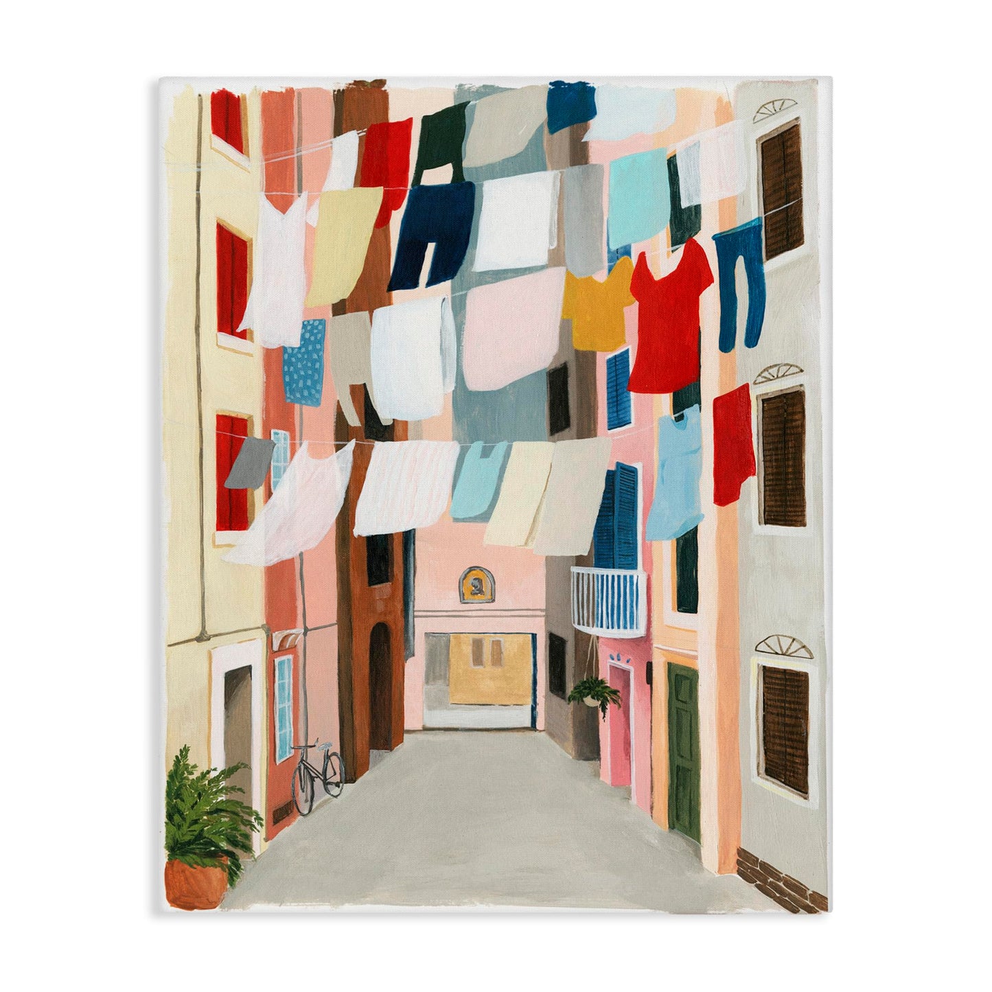 Stupell Industries 'Laundry Clothesline Between Apartments', Canvas Art, 36 x 48 Inches, Easy to Hang and Sturdy, Made in USA, by Grace Popp