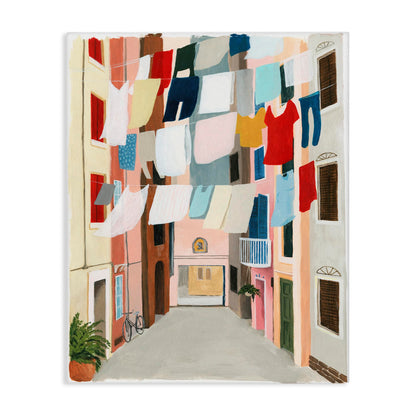 Stupell Industries 'Laundry Clothesline Between Apartments', Canvas Art, 36 x 48 Inches, Easy to Hang and Sturdy, Made in USA, by Grace Popp