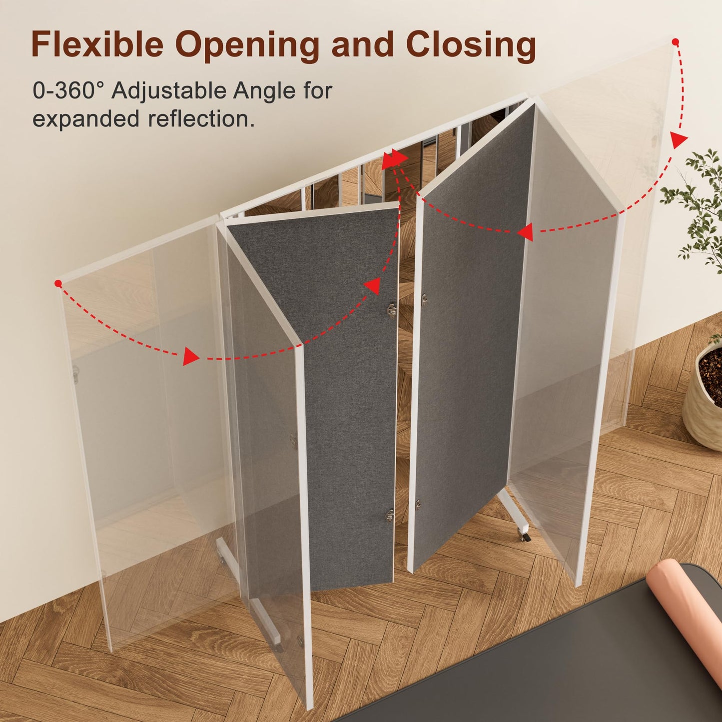 brisafe NanoMirror Non-Glass Ultra-Light Foldable Home Gym on Wheels, 55"x71" Extra Large Full Body Unbreakable Shatterproof Mirror, 360° Swivel for Yoga, Dance, Fitness Studio & Home Gym, Black