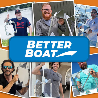 Better Boat 19lb Box Anchor for Boats up to 30ft, Folding Boat Anchor Hot Dip Galvanized, Double Sided Slide Anchor for Pontoon Cabin Cruiser and Fishing Boats