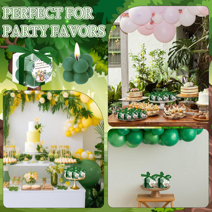 MTLEE 24 Sets Jungle Animal Baby Shower Favors Small Bubble Candle Baby Shower Favors for Guests Tea Candles Bulk with Stylish Ribbons Cards Gifts Party Decoration