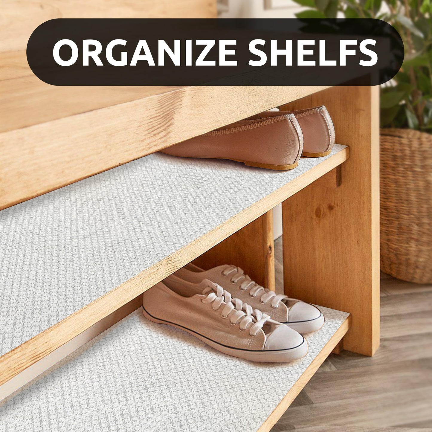 RAY STAR 12X120 Inch Shelf Liner for Kitchen Cabinets, Non-Adhesive Cabinet Liner Washable, PVC Drawer Liner for Dresser Non-Slip Bathroom (White Circle)(3 Roll)