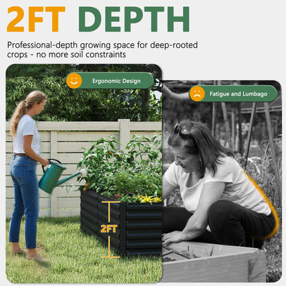 Raised Garden Bed with Arch Trellis for Climbing Plants,Galvanized Raised Garden Bed,Planter Boxes Outdoor for Vegetables Flowers Herb,269 Gallon Capacity Black