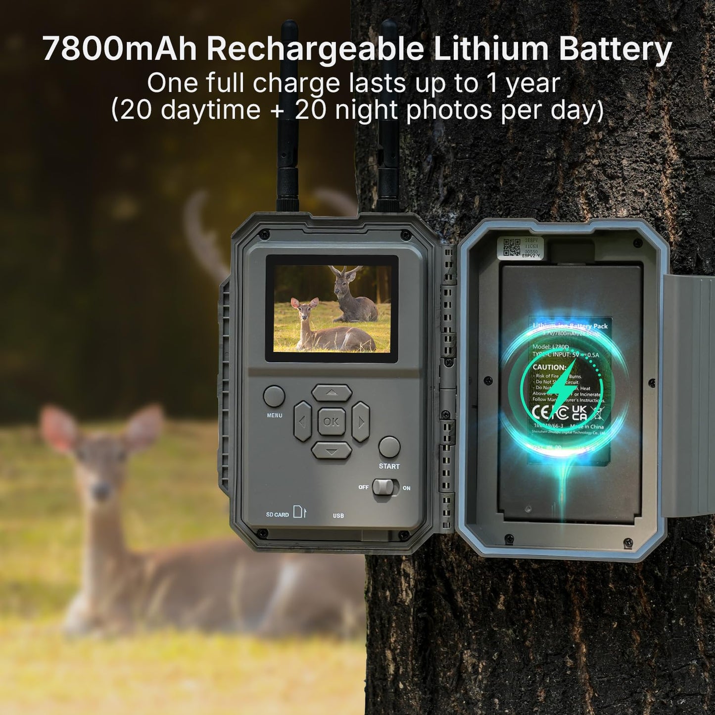 GardePro E6 2.0 Pro WiFi Trail Camera (Non-Cellular), Dual Antennas, Stable Connection, 4K Video, Rechargeable Battery, On-Site App Viewing, Wide Field of View, No-Glow Night Vision, Motion Activated
