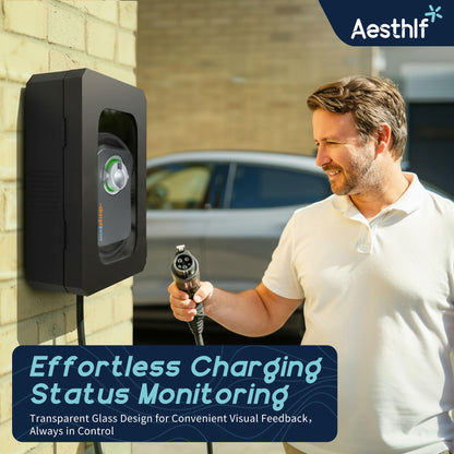 Aesthlf Outdoor EV Charger Enclosure Protect Lock Box for Tesla,Chargepoint & Home Charger,Visible,Anti-UV, Black