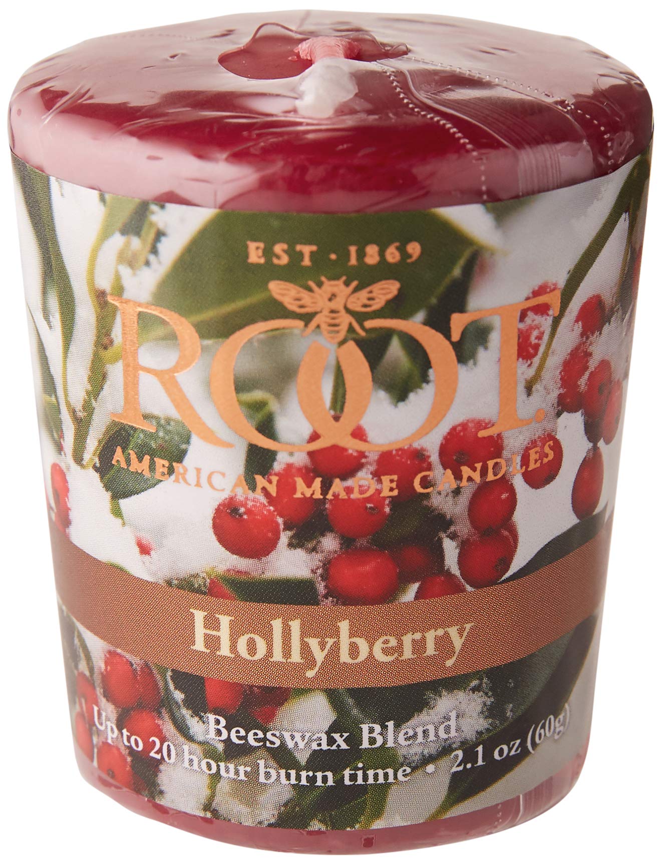 Root Candles Winter Holiday Scented Votive Candles Beeswax Blend Premium Handcrafted 20-Hour Votives, 18-Count, Hollyberry