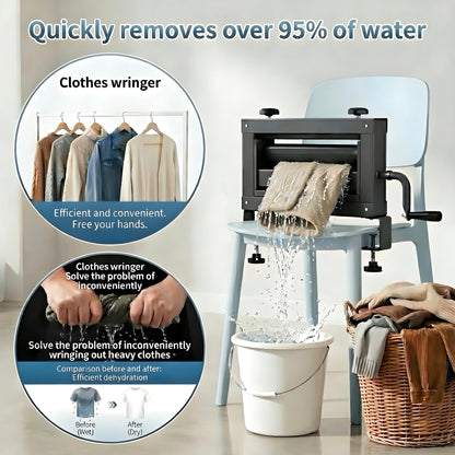 Upgraded Clothes Wringer – Adjustable Hand Crank Laundry Wringer, Heavy Duty Portable for Multi-Scene Use: Towels, Chamois, Off-Grid, RV Camping & Emergency, Dual Knob Design for Easier Operation