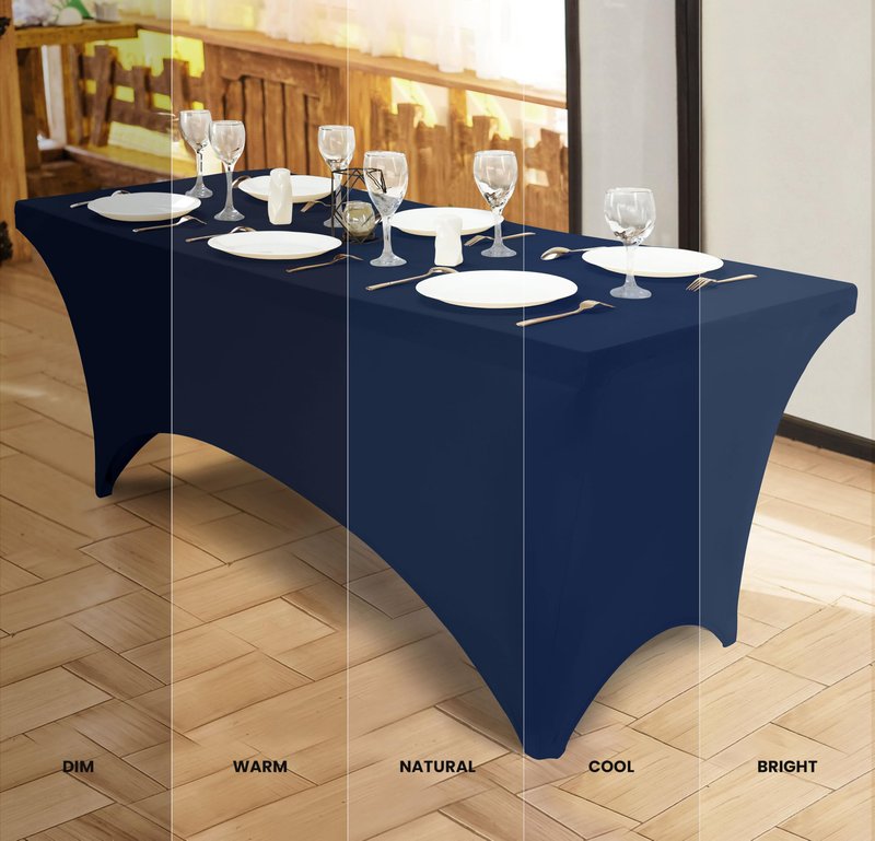 Utopia Kitchen Spandex Tablecloth 2 Pack [4FT, Navy Blue] Tight, Fitted, Washable and Wrinkle Resistant Stretch Table Cloth Rectangle Cover for Trade Show, Weddings & Parties [48Lx30Wx30H Inch]