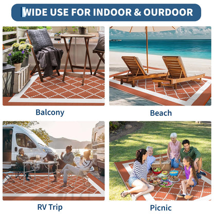 COZYLOOM Outdoor Plastic Straw Rug 9x18 Waterproof Reversible Plastic Straw Mat, Large Patio Rugs Modern Area Rug for Deck, Balcony, Camping, Beach, Picnic, Indoor/Outdoor Use