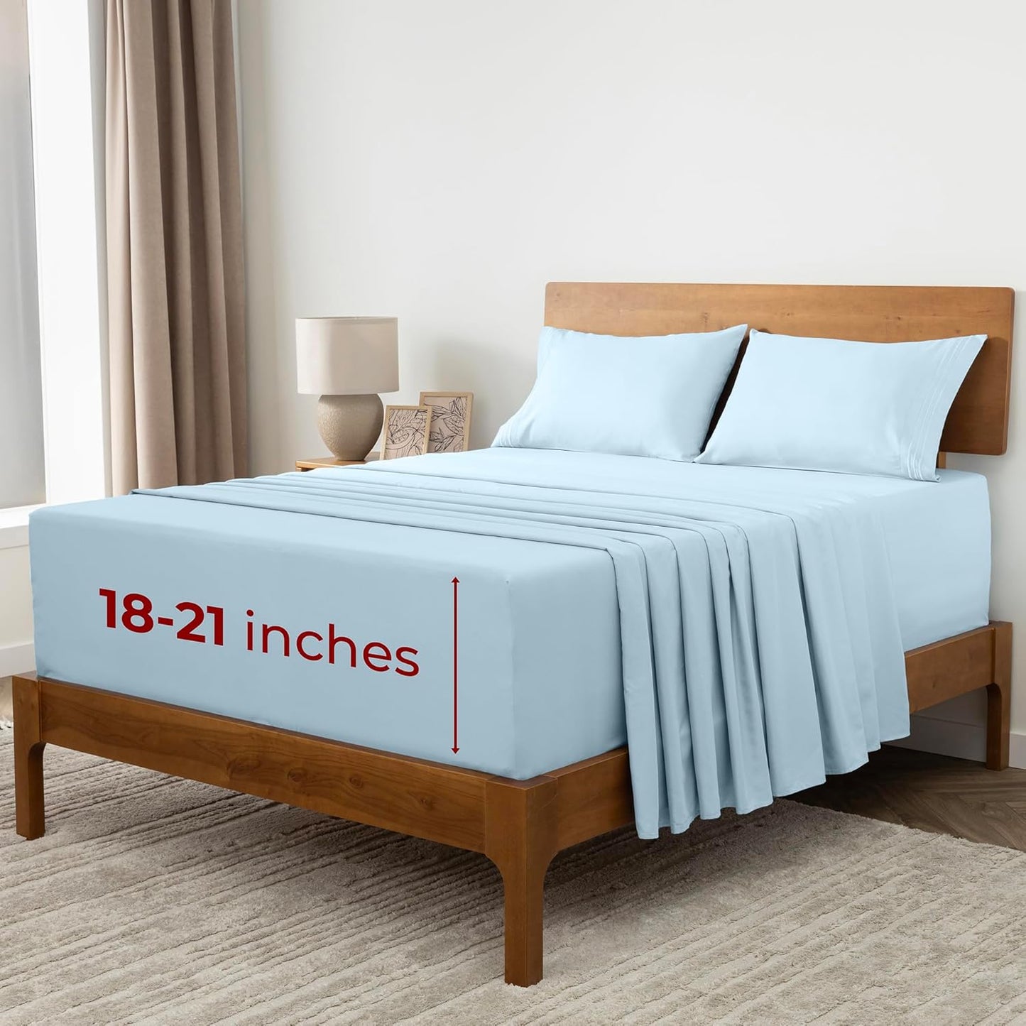 Mellanni Extra Deep Full Sheets - Hotel Luxury Ultra Soft Cooling Bedding - Wrinkle & Stain Resistant (Full, Aqua)