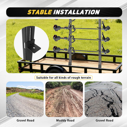 DEWHONETE 4 Place Trimmer Weed Eater Rack for Enclosed and Open Trailer Walls Landscape Truck Weedeater Rack Carrier Holder with 4 Lock-Black