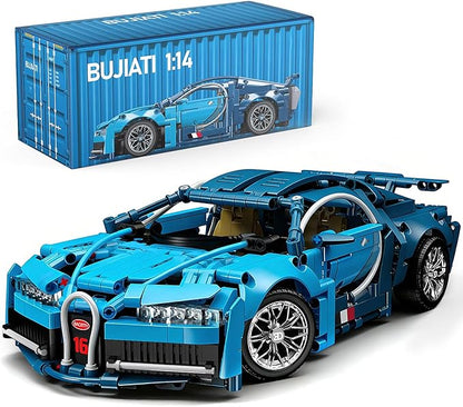 PIKARO Sports Car Building Blocks Set for Boys &amp Adults 1:14 MOC Collectible Toy Blue Race Car Model Kit Birthday Gift for Kids Teens Ages 8-14 (1144pcs)