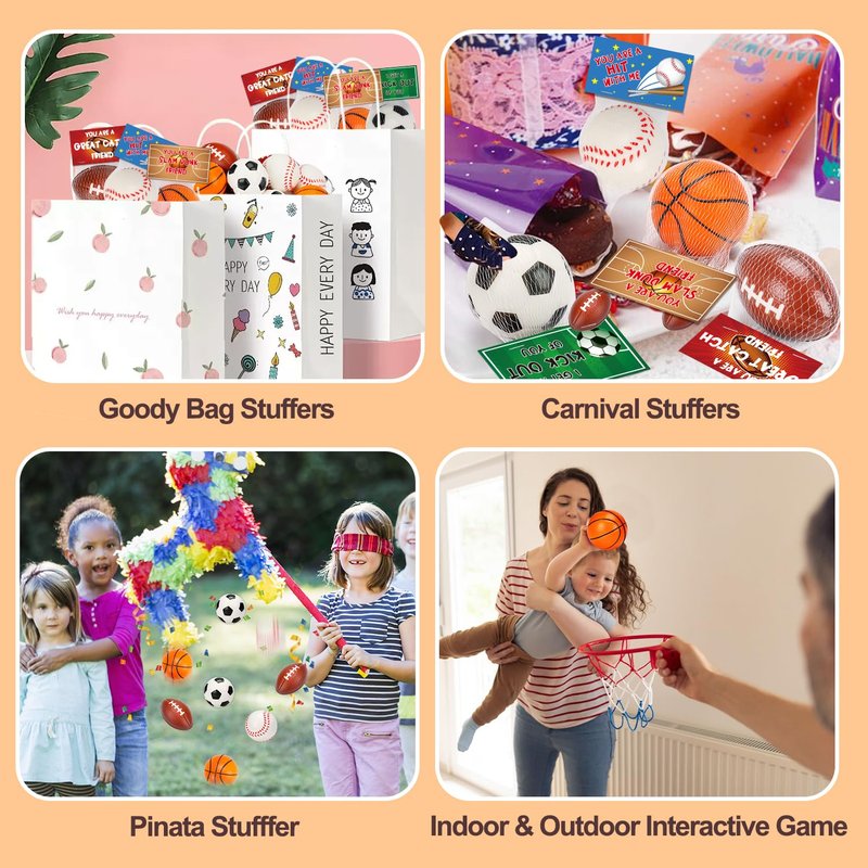 16 PCS Stress Balls Party Favor for Kids 8-12 Goodie Bag Stuffers Squeeze Toys Classroom Prizes for Kids Pinata Stuffers Boys Birthday End of Year Gifts Sport Party Foam Bouncy Balls Bulk Small Toys