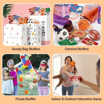 16 PCS Stress Balls Party Favor for Kids 8-12 Goodie Bag Stuffers Squeeze Toys Classroom Prizes for Kids Pinata Stuffers Boys Birthday End of Year Gifts Sport Party Foam Bouncy Balls Bulk Small Toys