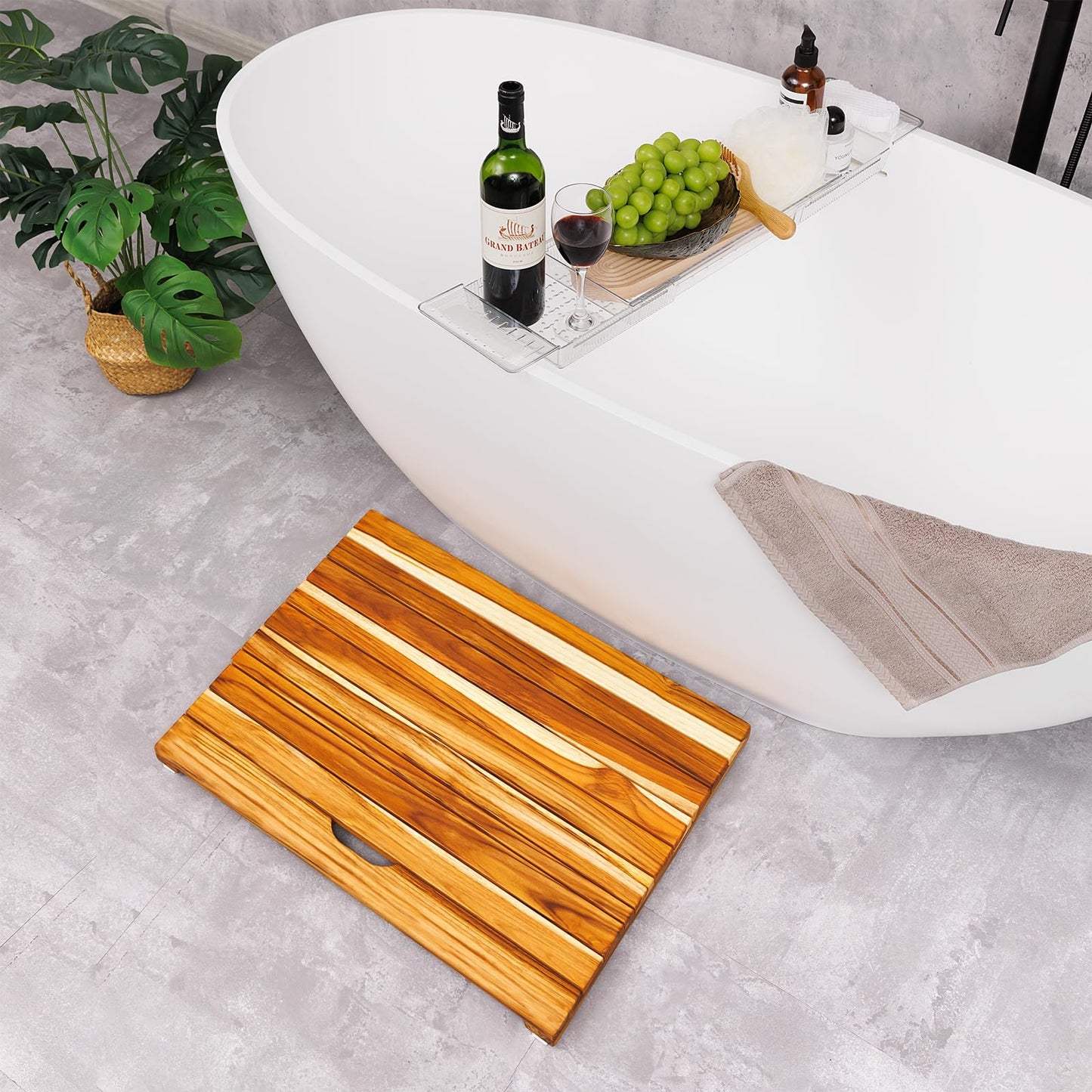 NNN 36" x 36" Teak Shower Mat – Handcrafted, Marine-Grade Reinforced, Supports Up to 400 lbs, Indonesian Teak.