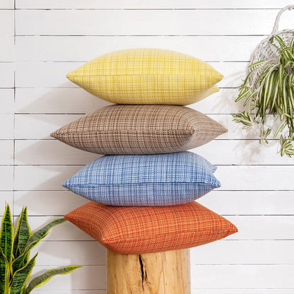 MIULEE Outdoor Waterproof Throw Pillow Covers - Decorative Farmhouse Cushion Covers | 12x12 Inch, Yellow (Pack of 2)