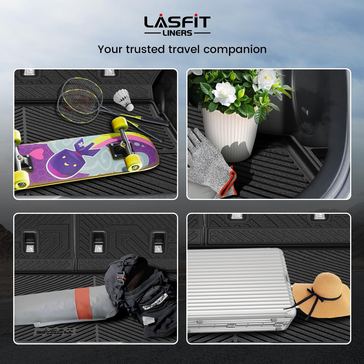LASFIT Cargo Tray Mat & Backrest Mat for Subaru Forester 2025-2026 (Fit Hybrid,Not for Gas), All Weather TPE Custom Fit Easy Clean for Forester 2026 2025 Trunk Tray Liner & Seatback Mat, Black