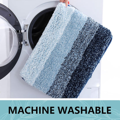 Arotive Microfiber Bath Rug - Soft, Absorbent, Non-Slip Plush Mat | 24x16 Dark Blue Rectangular