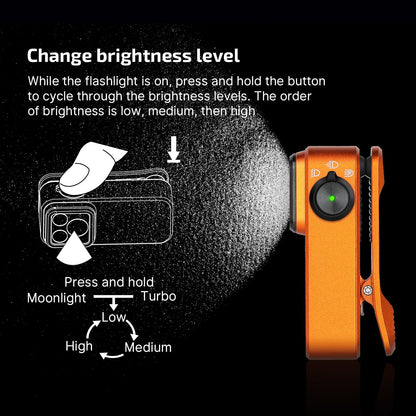 OLIGHT Baton4 Pro EDC Flashlight Rechargeable, 1600 Lumens Small Pocket Flash Light with Magnetic & USB-C Charging and Tail Switch Bundle with Oclip Pro 500 Lumens EDC Flashlight Clip-on Light