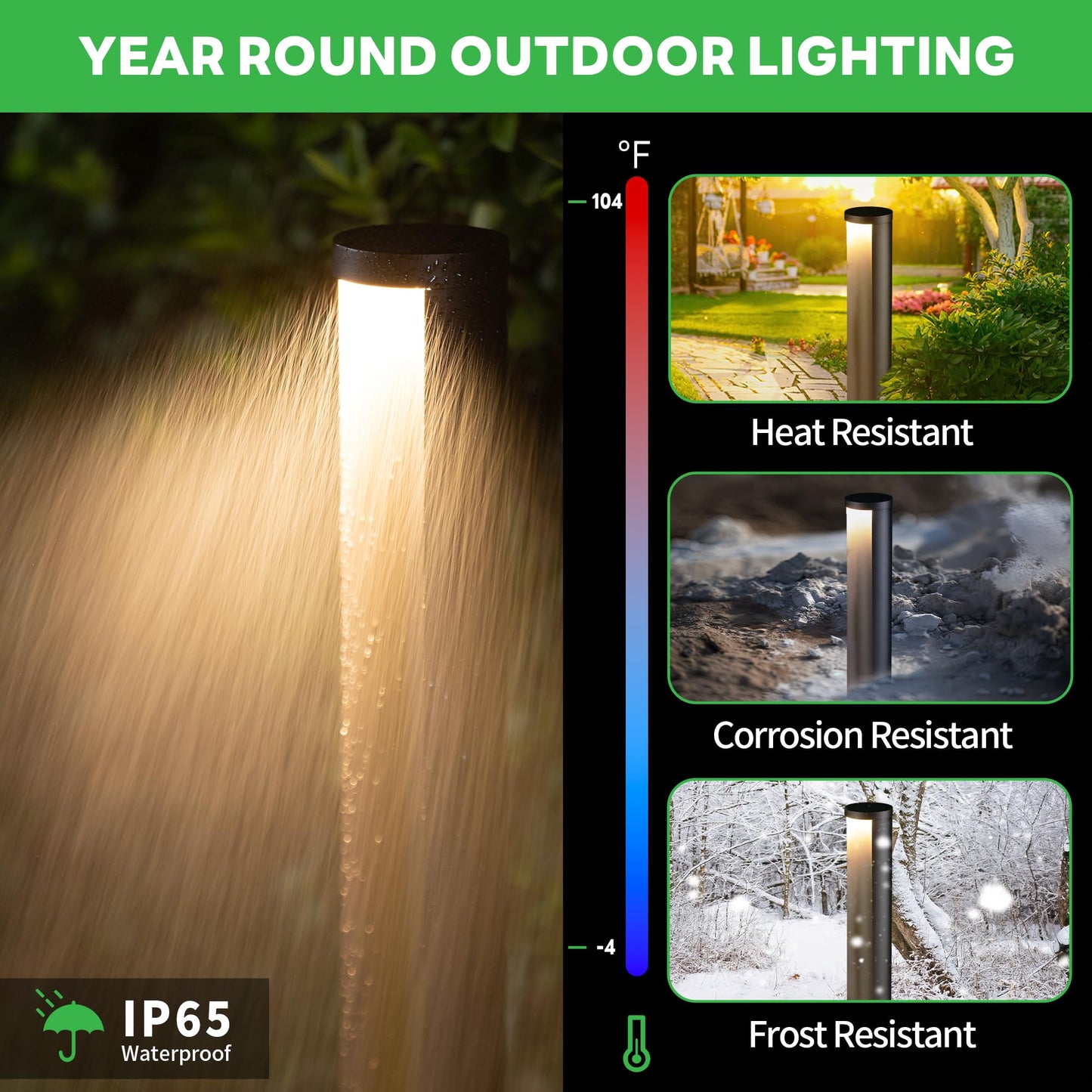 Varmtalys Outdoor Path Lights, LED Landscape Pathway Lights, 12V Low Voltage Wired, Waterproof 5W 200LM Black Aluminum for Backyard Patio 6 Pack