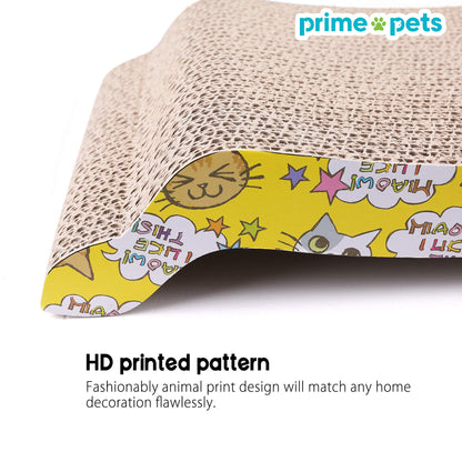 PrimePets Cat Scratching Board, 2 Pack Cat Scratcher Cardboard, Cat Scratch Pad for Indoor Cats, Cat Scratcher Couch Lounge Sofa Bed, Reversible Corrugated, Catnip Included