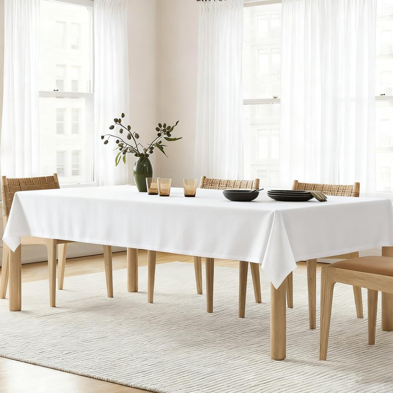 White Linen Tablecloth Rectangular 55 x 84 Modern Elegant Cotton Cloth Texured White Table Cloth for Rectangle Table Washable Fabric Tablecloth for Dining Wedding Banquet Party Thanksgiving Decor