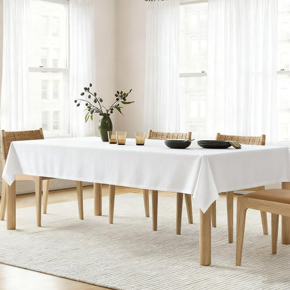 White Linen Tablecloth Rectangular 55 x 84 Modern Elegant Cotton Cloth Texured White Table Cloth for Rectangle Table Washable Fabric Tablecloth for Dining Wedding Banquet Party Thanksgiving Decor